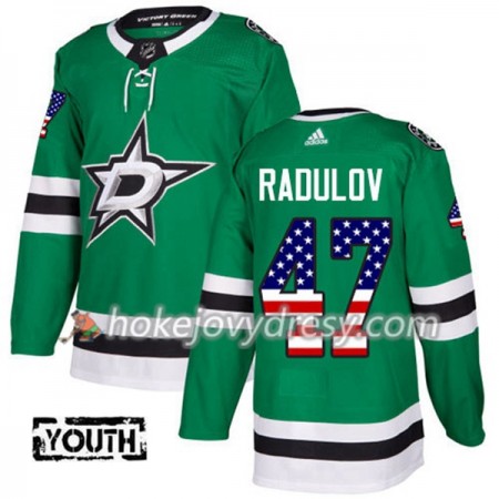 Dětské Hokejový Dres Dallas Stars Alexander Radulov 47 2017-2018 USA Flag Fashion Zelená Adidas Authentic